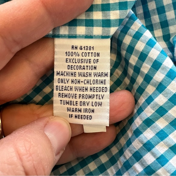 Ralph Lauren Blue Label Turquoise Blue & White Gingham Short Sleeve Button Up XL - Picture 5 of 5